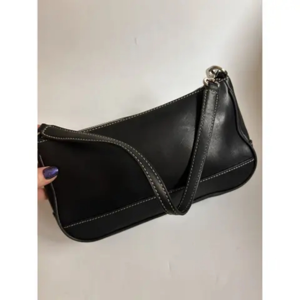 Coach Black Leather Shoulder Bag with Gold Hardware - Picture 12 of 12